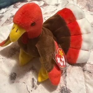 Ty Beanie Baby Plush Turkey Red and Brown